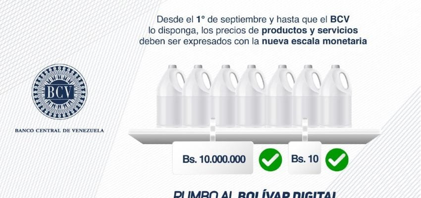 BCV recuerda que todos los precios de bienes y servicios deben expresarse en bolívares actuales y nuevos