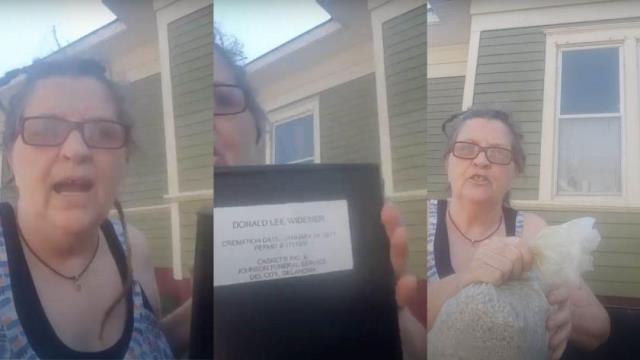 Esposa se filmó tirando a la basura las cenizas de su marido (Video)
