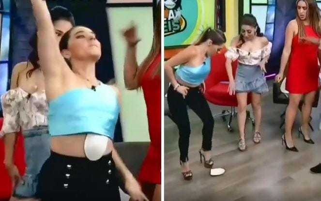¡Pasó vergüenza! A esta conductora mexicana se le cayó una copa de sostén en vivo (VIDEO)