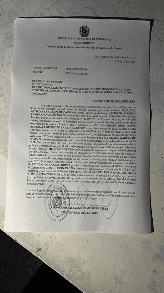 Orden de detención a exdirectores de la gestión de Laidy Gómez