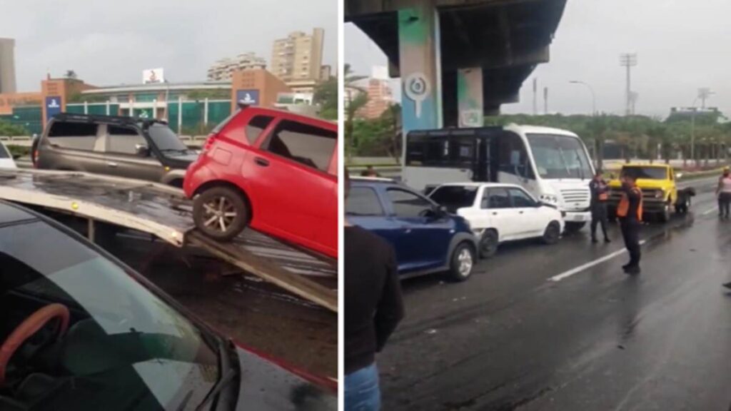 Choque múltiple en la autopista Francisco Fajardo luego que transporte público perdió el control (Video)