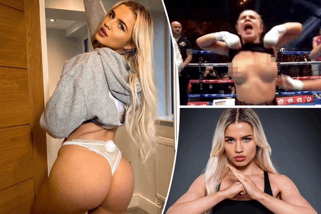 Modelo de OnlyFans ganó pelea de boxeo y celebró mostrando las lolas al público