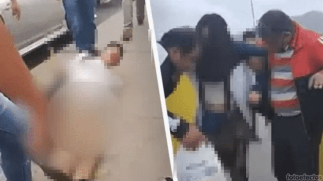 Desnudaron y golpearon a venezolano que minutos antes apuñaló a una mujer en Perú (Video)