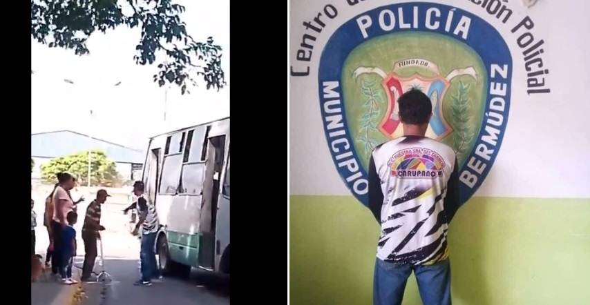 Por impedirle a un anciano con bastón que se embarcara en una buseta fue detenido un colector de transporte público (+Video)