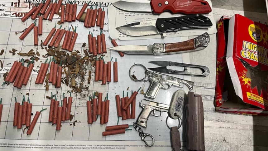 Alarma en aeropuerto de Los Ángeles: Descubren a pasajera con un bolso repleto de fuegos artificiales y cuchillos Aereopuerto