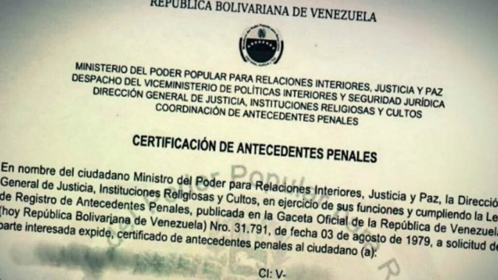Antecedentes penales Venezuela