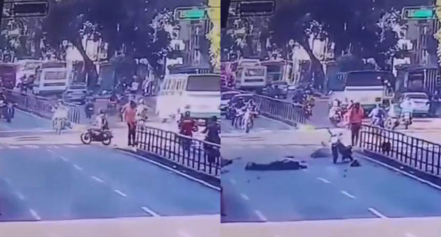 Motociclista se saltó el semáforo en la avenida Baralt y protagonizó un fuerte choque con otra moto