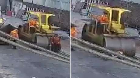 Tragedia laboral: Un trabajador muere atropellado por una apisonadora durante obras de pavimentación